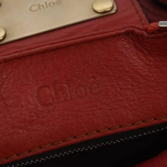 Chloe Paddington Hand Bag Leather Red Gold Silver Auth - Picture 6 of 16